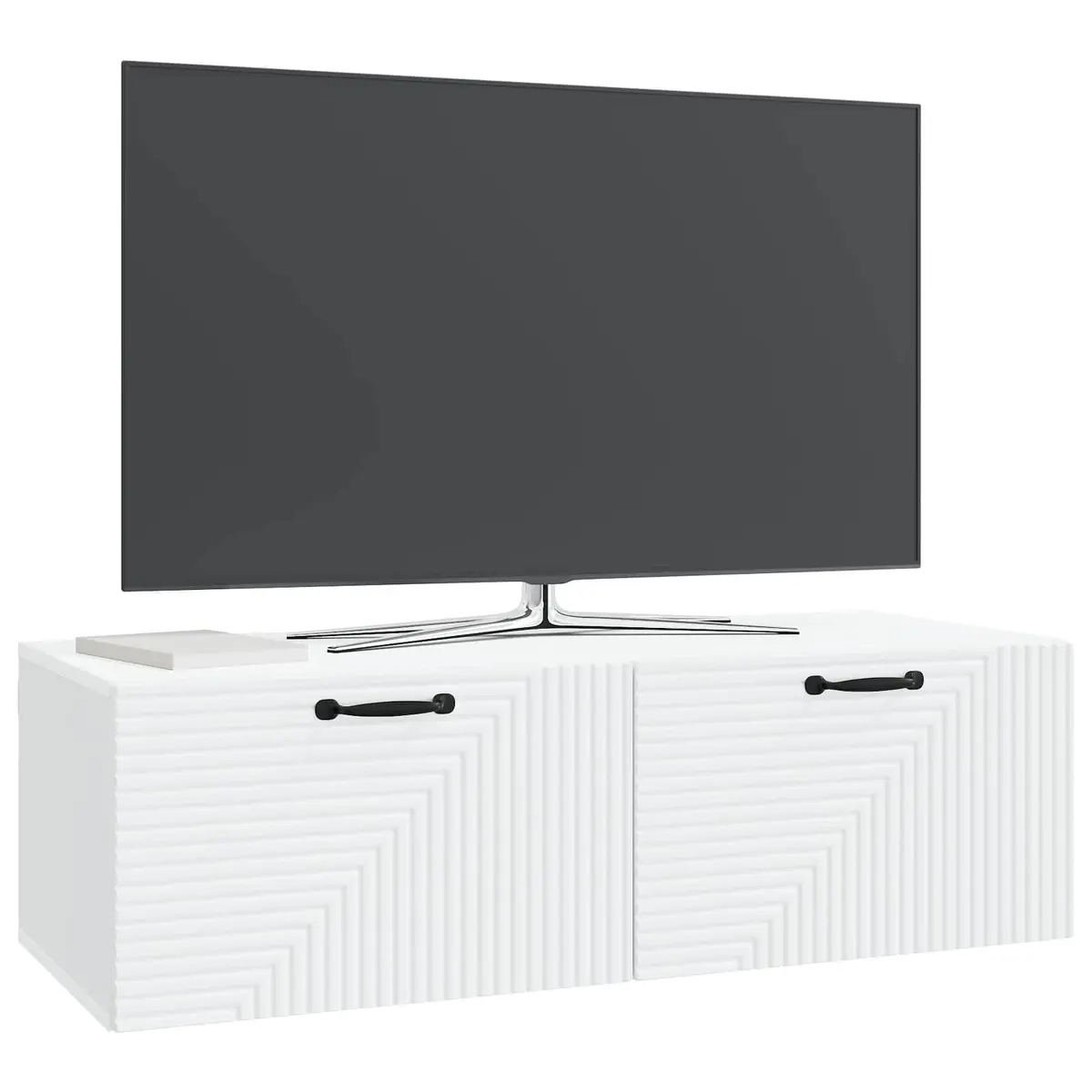 Wall-Mounted TV Cabinet White Modern Living Room Storage Unit 98x41x30cm