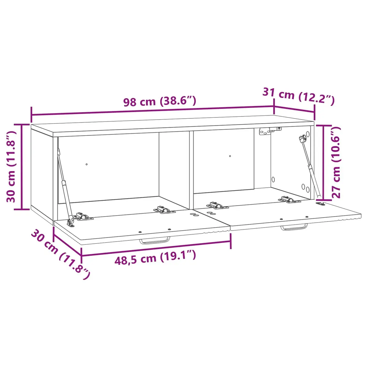 Wall-Mounted TV Cabinet White Modern Living Room Storage Unit 98 x 31 x 30 cm
