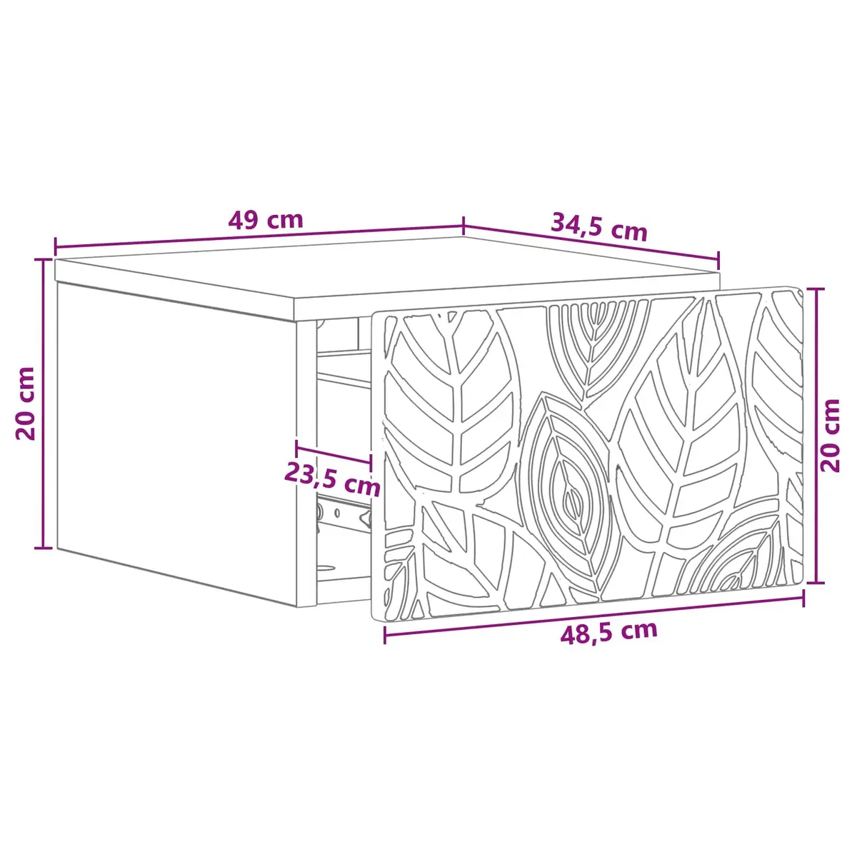 Wall-Mounted Bedside Cabinet White Storage Drawer Compact Nightstand Furniture