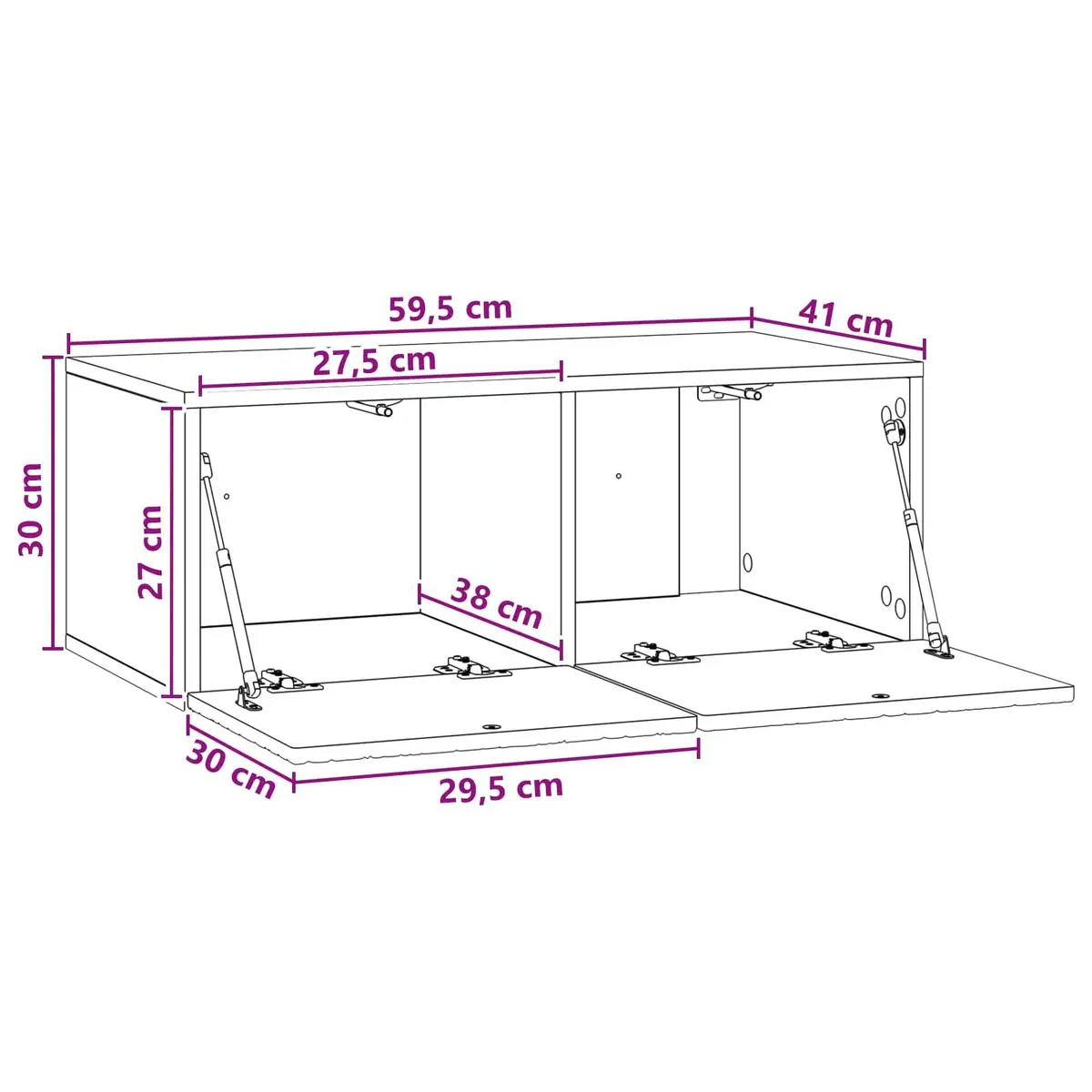 Wall-Mounted TV Cabinet White Engineered Wood Living Room Storage Unit 59.5cm
