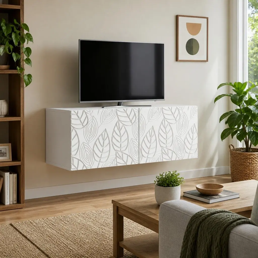 Wall-Mounted TV Cabinet Living Room 78.5 x 41 x 30 cm White Storage Unit