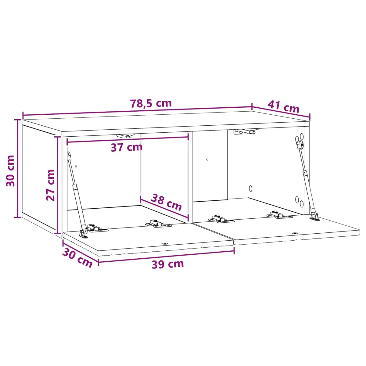 Wall-Mounted TV Cabinet Living Room 78.5 x 41 x 30 cm White Storage Unit