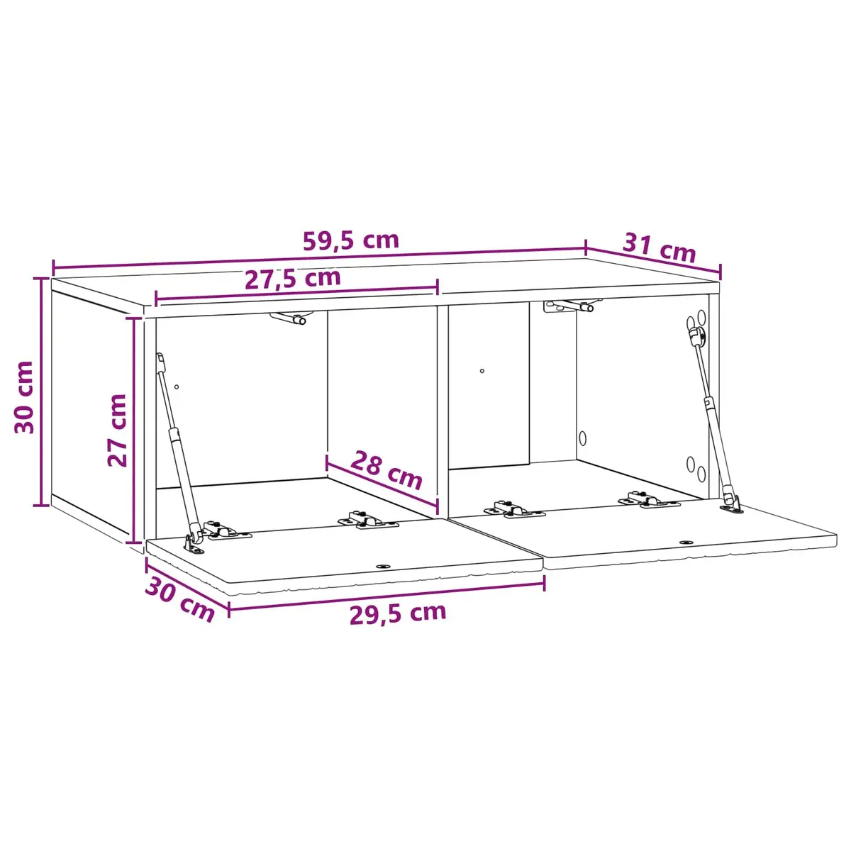 Wall-Mounted TV Cabinet Living Room 59.5 x 31 cm White Engineered Wood Storage Unit