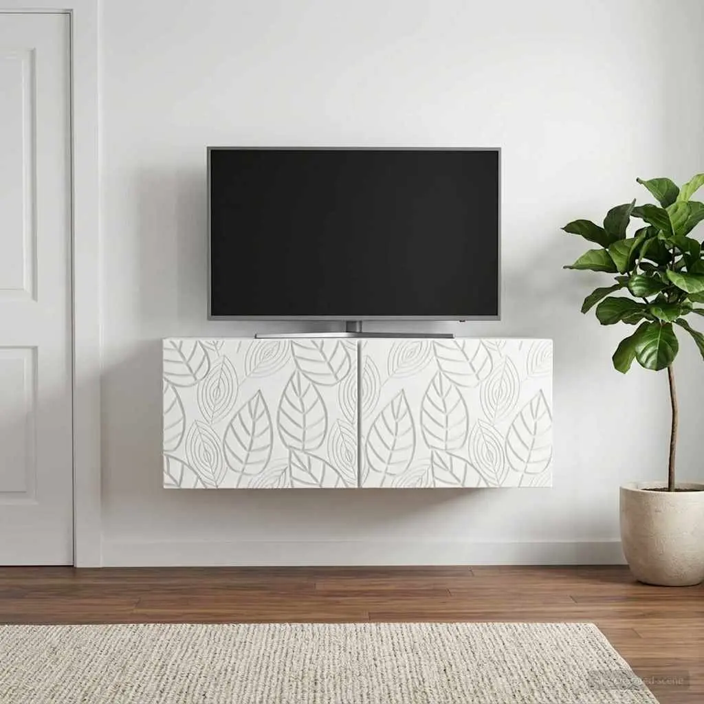 Wall-Mounted TV Cabinet Living Room 78.5 x 31 cm White Engineered Wood Storage Unit