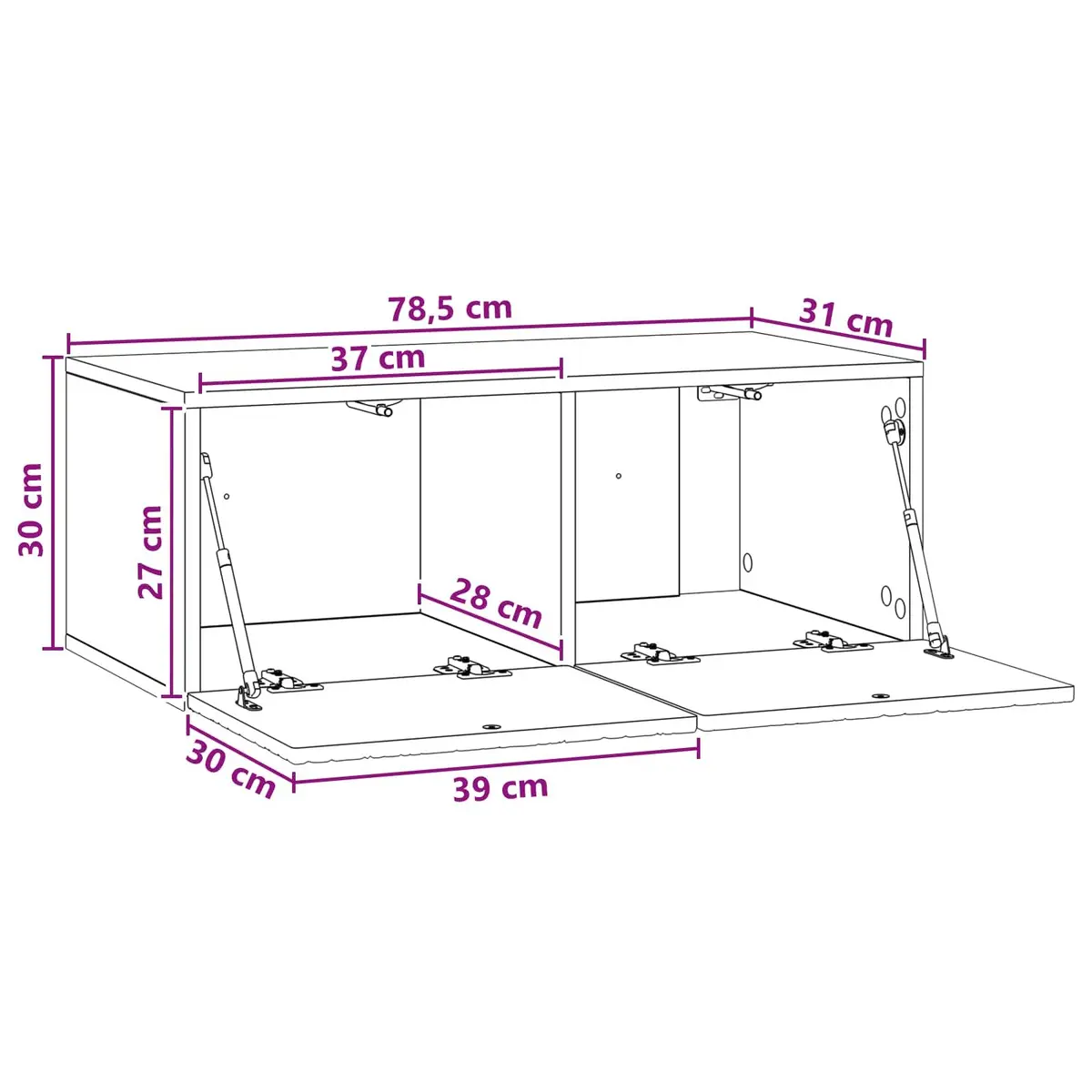 Wall-Mounted TV Cabinet Living Room 78.5 x 31 cm White Engineered Wood Storage Unit
