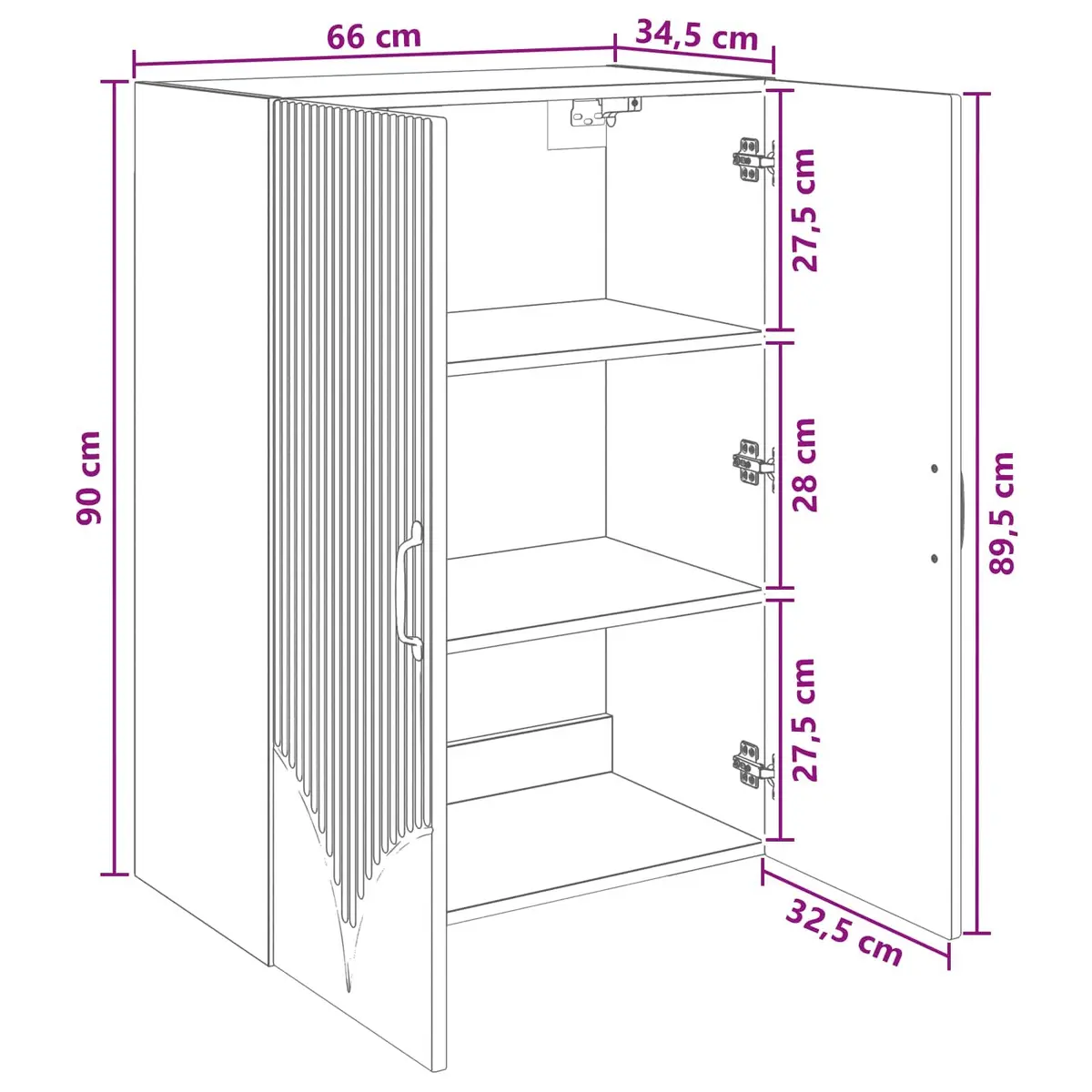 Wall-Mounted Storage Cabinet Living Room Bedroom Hallway 66 x 34.5 x 90 cm Engineered Wood White