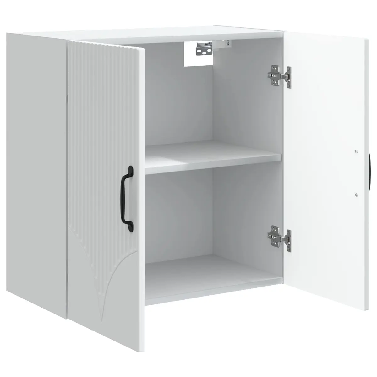 Wall-Mounted Storage Cabinet White Modern Shelves Engineered Wood Living Room