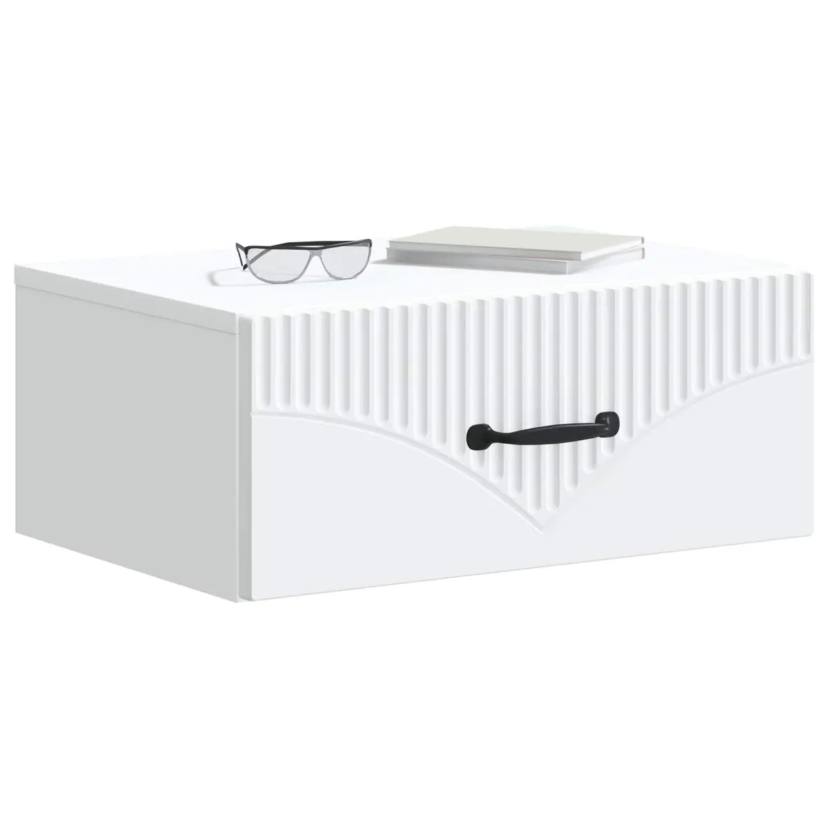 Bedside Table Wall-Mounted White Compact Bedroom Nightstand Drawer Storage Shelf