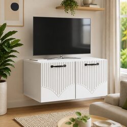 Wall-Mounted TV Cabinet - 59.5 x 41 x 30 cm, White Finish