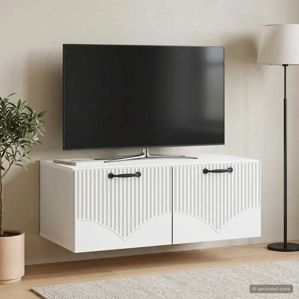 Wall-Mounted TV Cabinet White Modern Storage Unit Living Room 78.5 x 41 x 30 cm