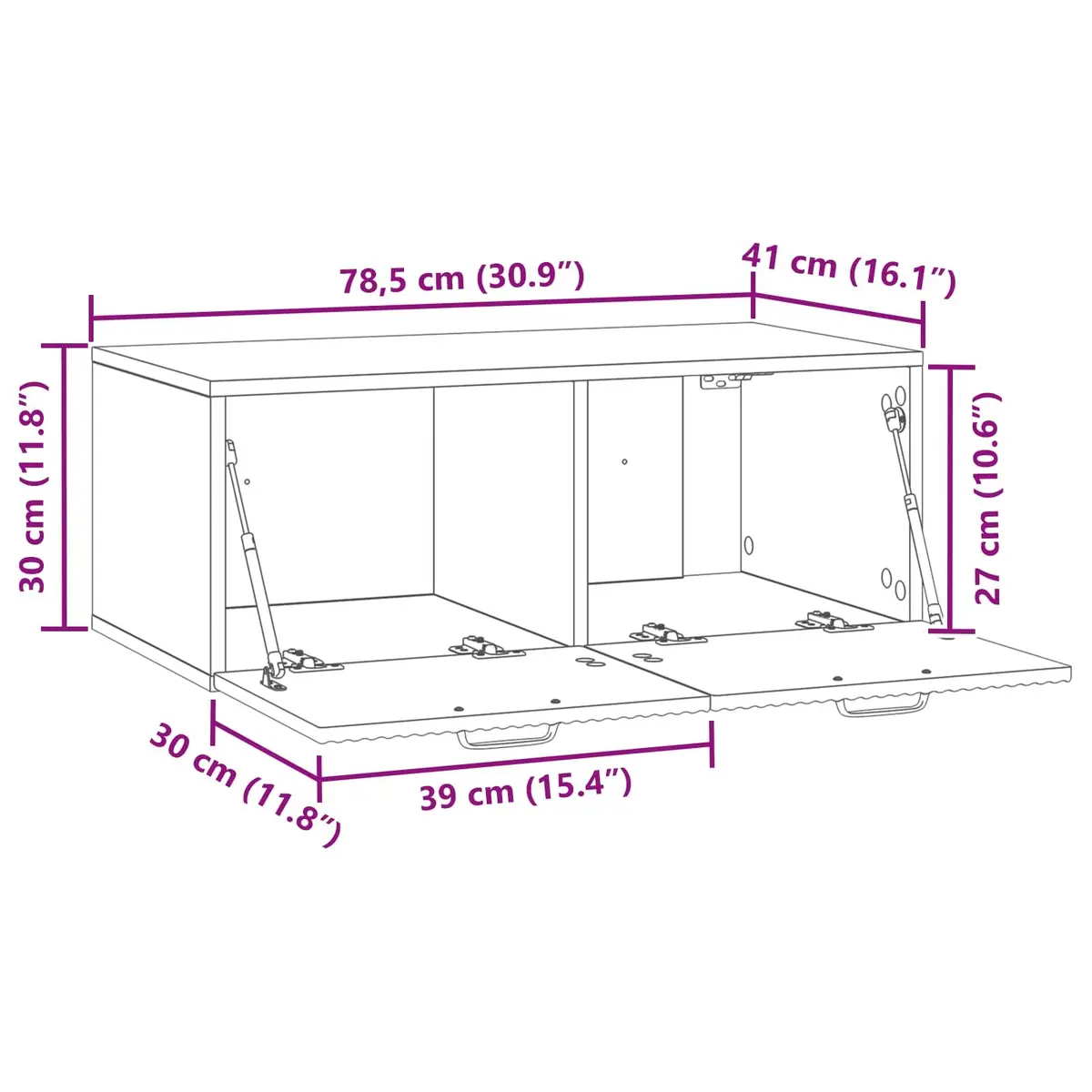 Wall-Mounted TV Cabinet White Modern Storage Unit Living Room 78.5 x 41 x 30 cm