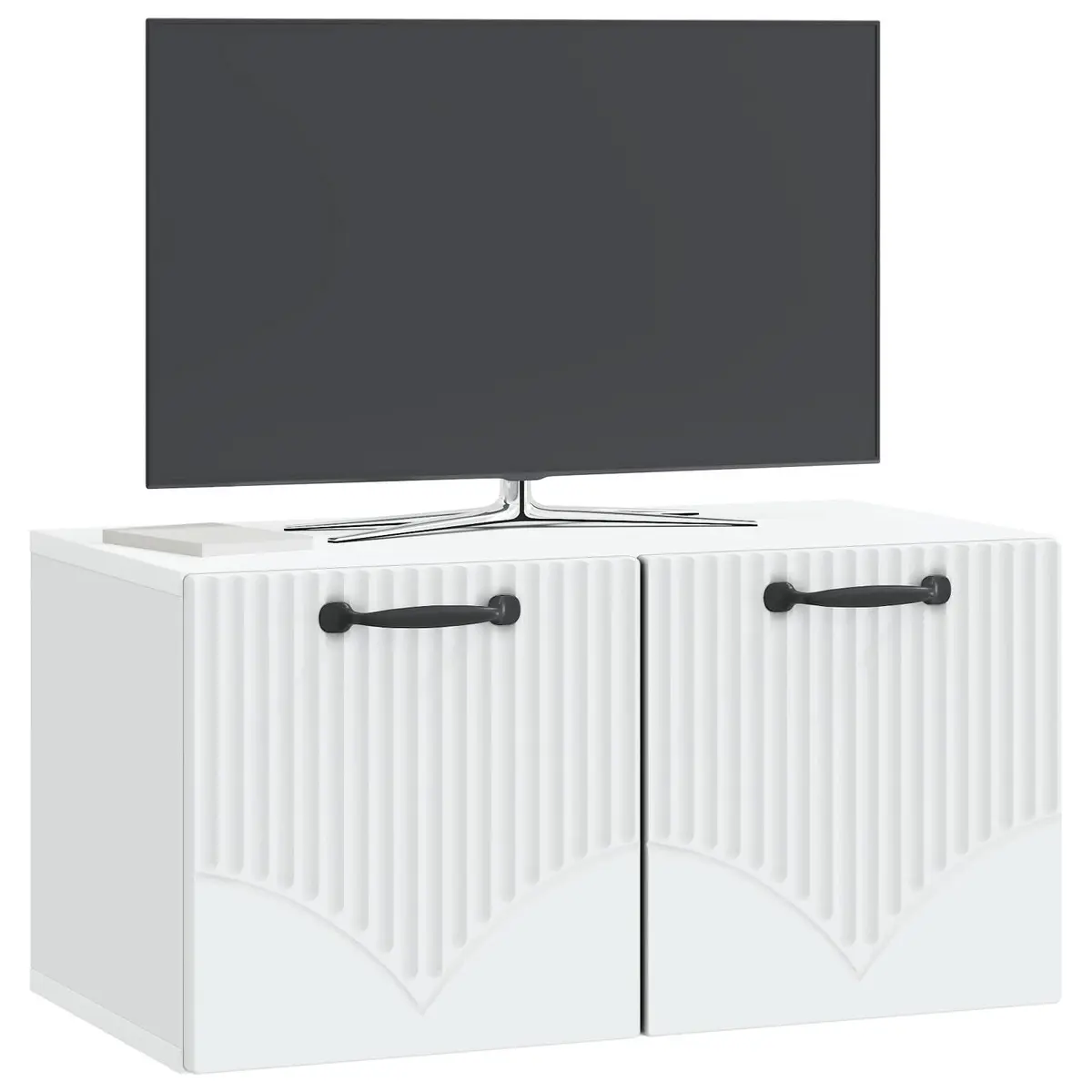 Wall-Mounted TV Cabinet White Modern Living Room Storage Entertainment Unit