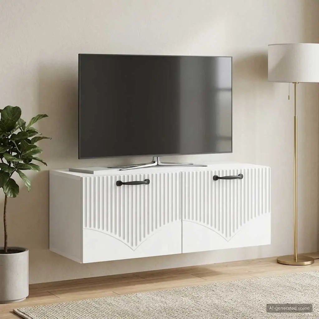Wall-Mounted TV Cabinet for Living Room White Modern Media Storage Unit 78.5 x 31 x 30 cm