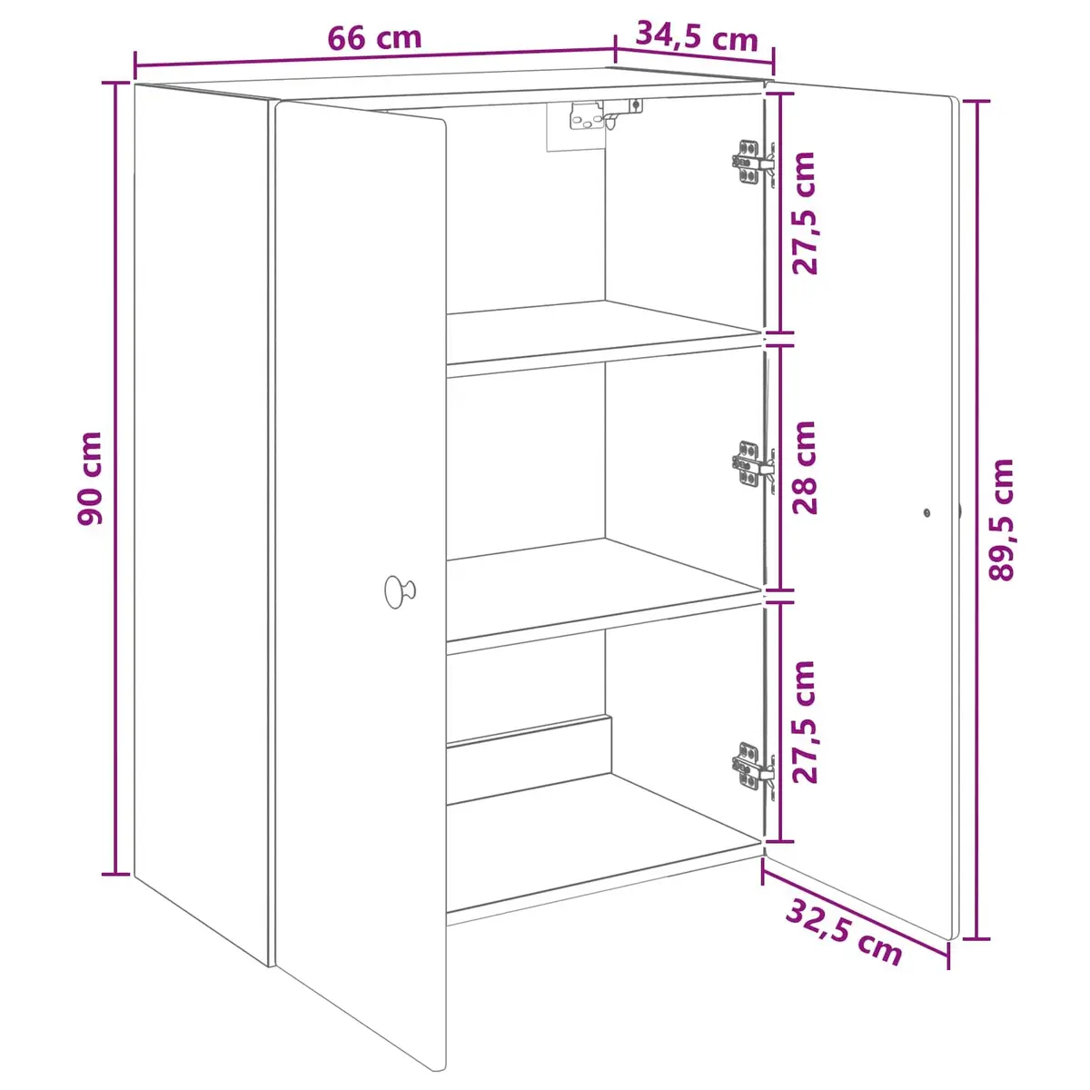 Wall-Mounted Storage Cabinet for Living Room Bedroom Garage White Engineered Wood 66 x 34.5 x 90 cm