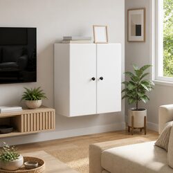 White Wall-Mounted Storage Cabinet Specifications: 59x31x60cm