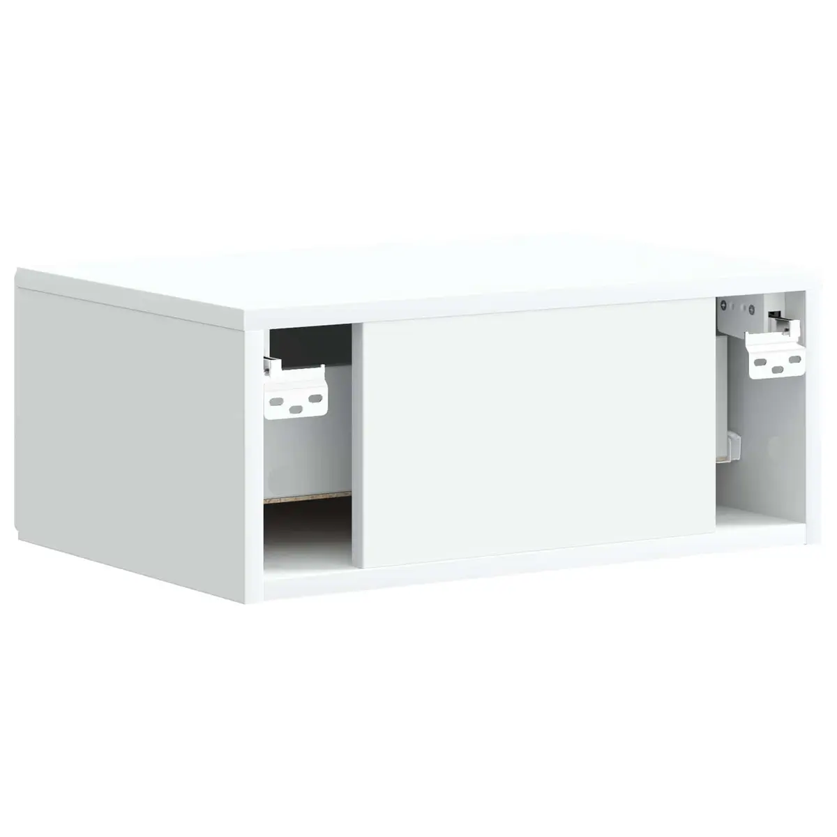 Bedside Cabinet Wall-Mounted White Compact Modern Bedroom Storage Drawer Shelf