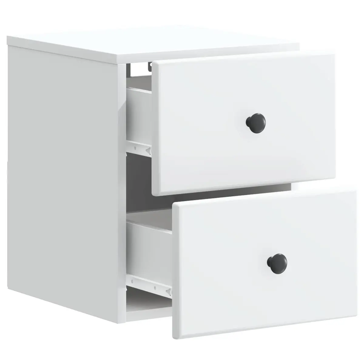 Bedside Cabinet Wall-Mounted White Storage Drawer Compartment Bedroom Furniture