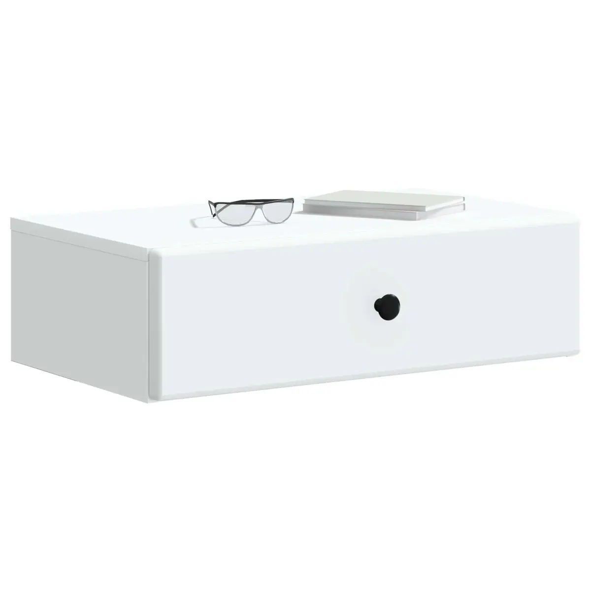 White Wall-Mounted Side Table with Drawers
