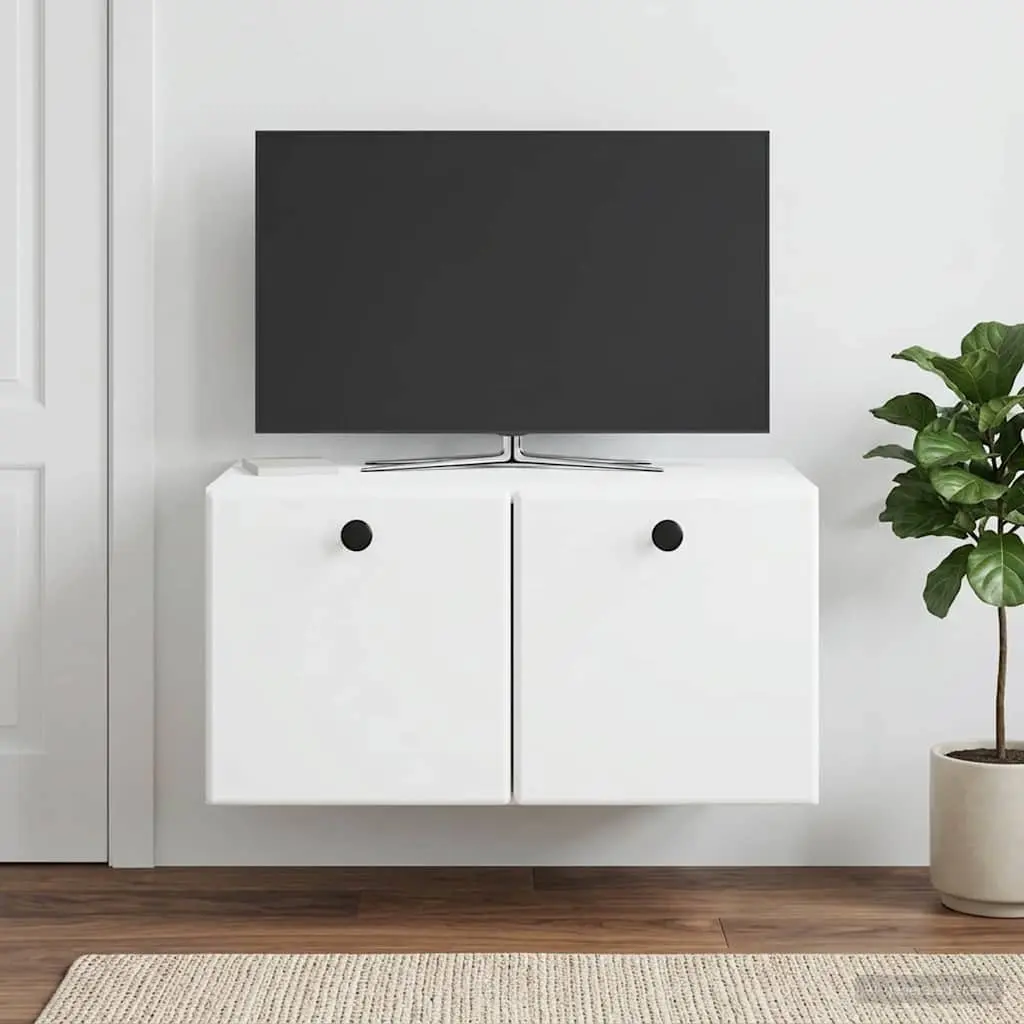 Wall-Mounted TV Cabinet in White