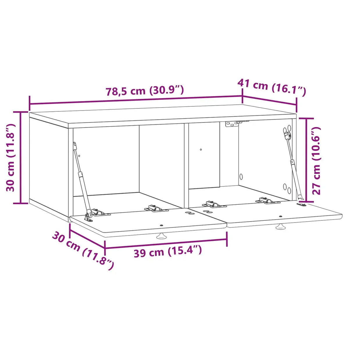 Wall-Mounted TV Cabinet Living Room 78.5 x 41 x 30 cm White Engineered Wood Storage Unit