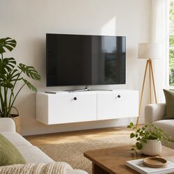 Wall-Mounted TV Cabinet 98 x 41 x 30 cm White Storage Living Room Unit