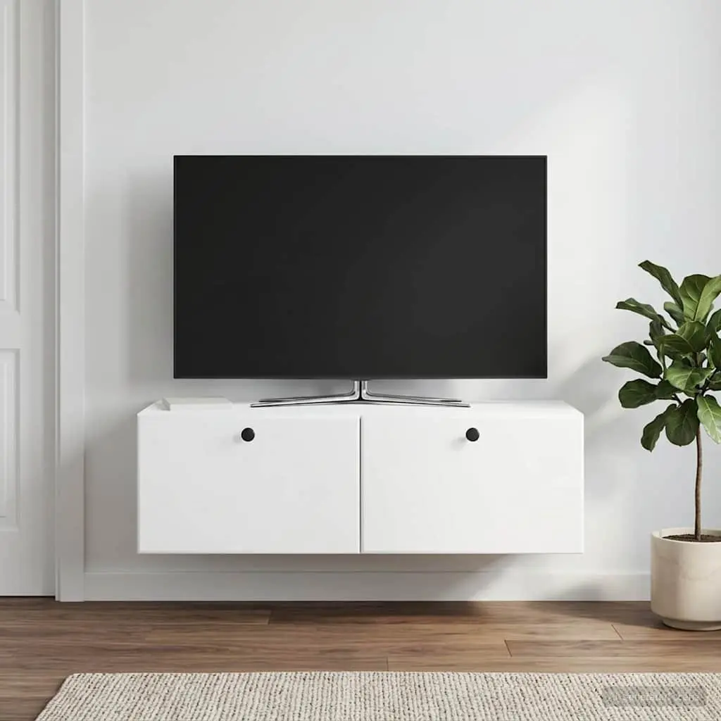 Wall-Mounted TV Cabinet Living Room 98 x 41 x 30 cm White Storage Unit