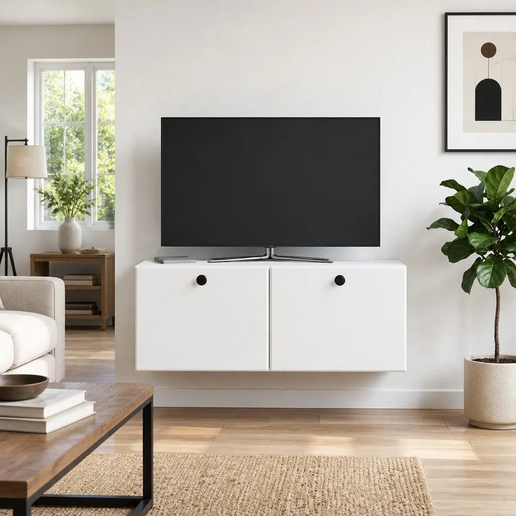 Wall-Mounted TV Cabinet Living Room 78.5 x 31 x 30 cm White Engineered Wood Storage Unit