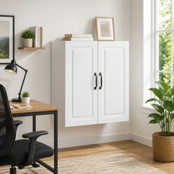 Wall-Mounted Storage Cabinet: 59x31x60cm, White Engineered Wood