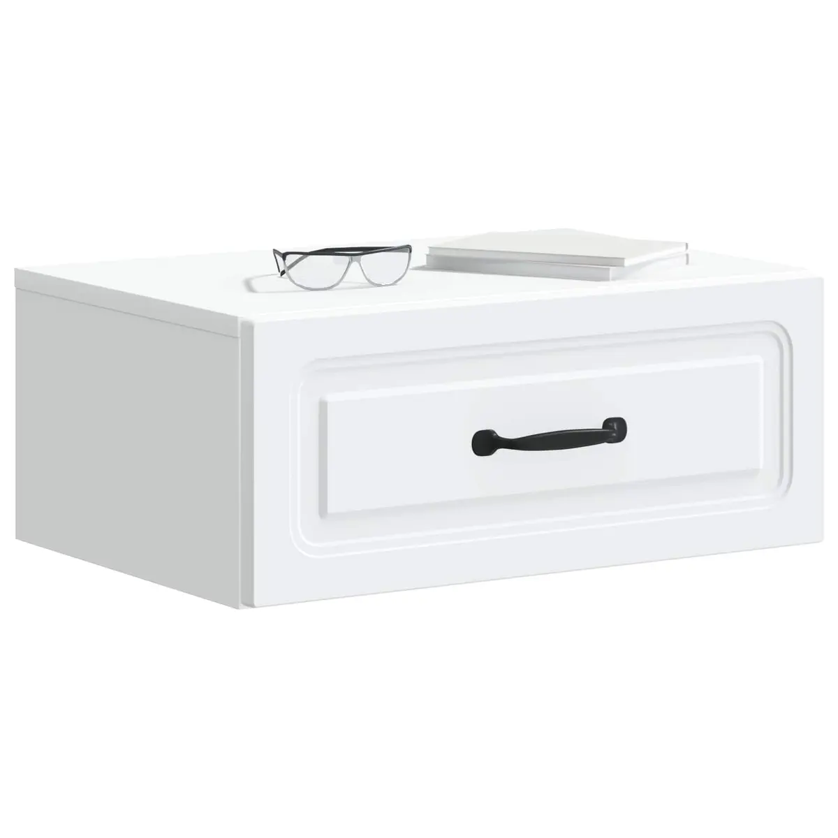 Wall-Mounted Bedside Cabinet White Modern Bedroom Storage Table 49 x 34.5 x 20
