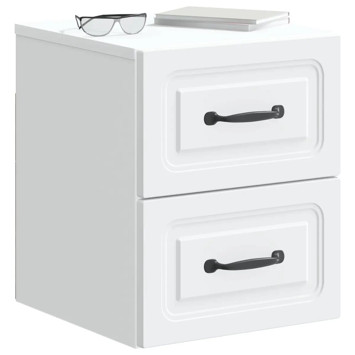 Wall-Mounted Bedside Cabinet White with Sliding Doors and Storage Compartments for Bedroom or Living Space