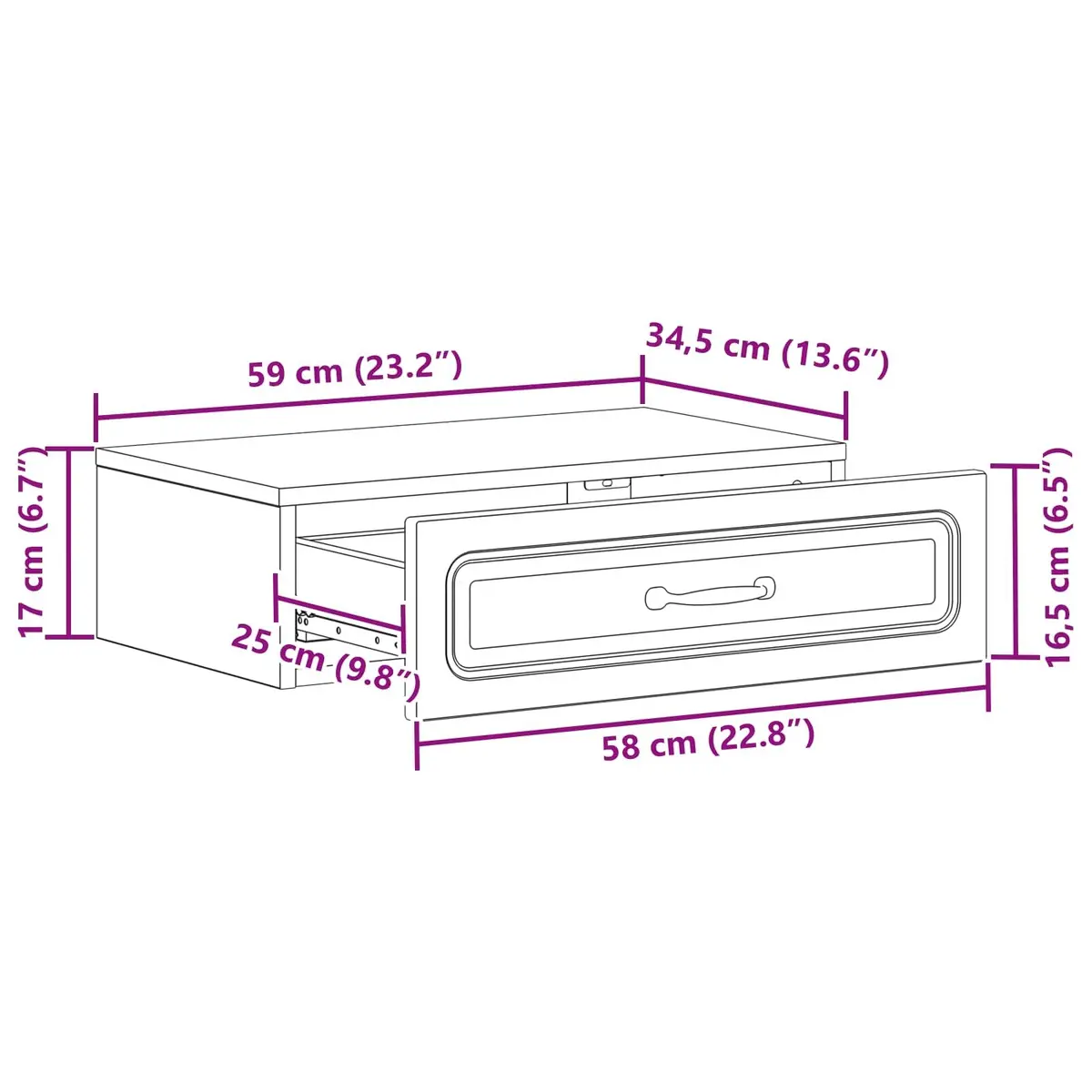 59cm Wall-Mounted Storage Cabinet in White