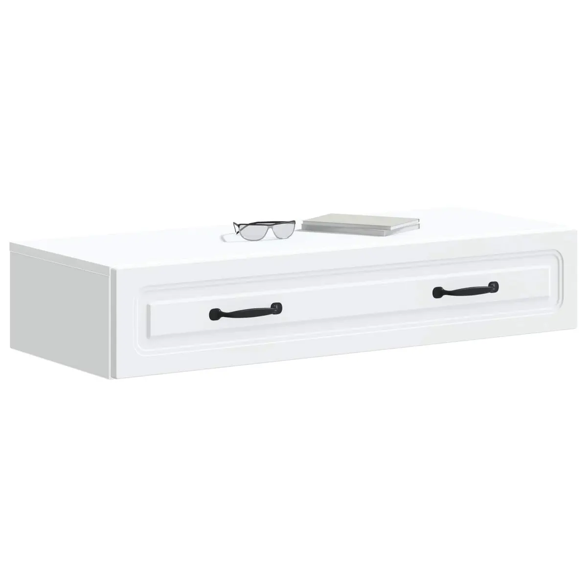 Wall-Mounted Side Table for Home Office or Lounge 87.5 x 34.5 x 17 cm White Storage Unit