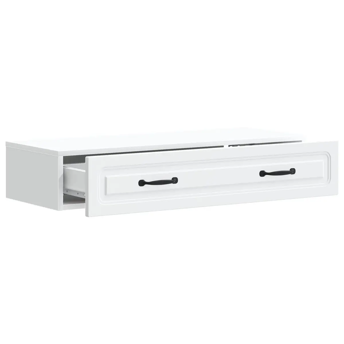 Wall-Mounted Side Table for Home Office or Lounge 87.5 x 34.5 x 17 cm White Storage Unit