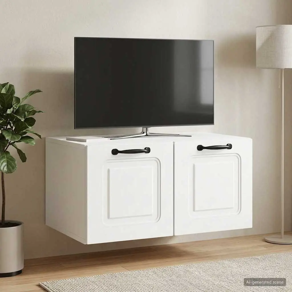 Wall-Mounted TV Cabinet White Modern Living Room Storage 59.5 x 41 x 30 cm