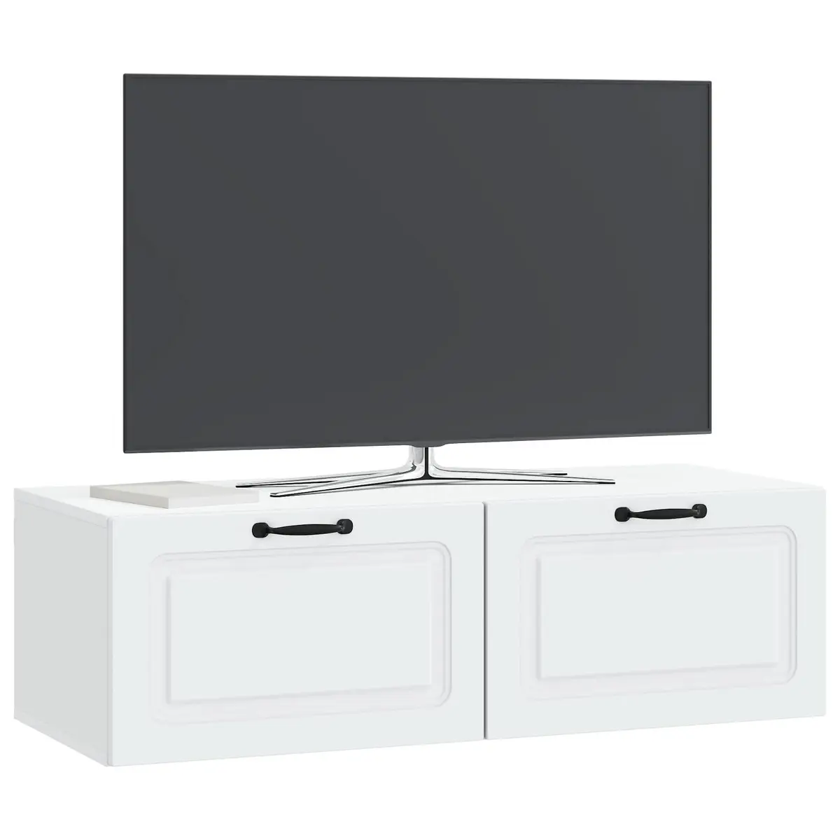 Wall-Mounted TV Cabinet Entertainment Unit Living Room White Engineered Wood 98 x 41 x 30 cm