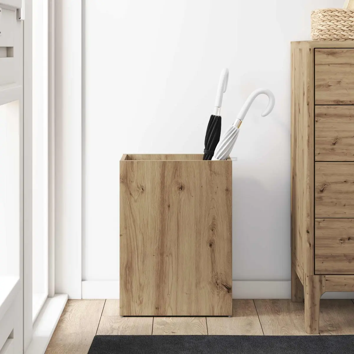 Umbrella Stand for Entryway Hallway Rectangular Brown Engineered Wood