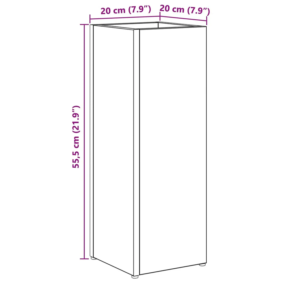 Umbrella Stand Storage Rack White Wooden Hallway Entryway Modern 20 x 20 x 55.5 cm