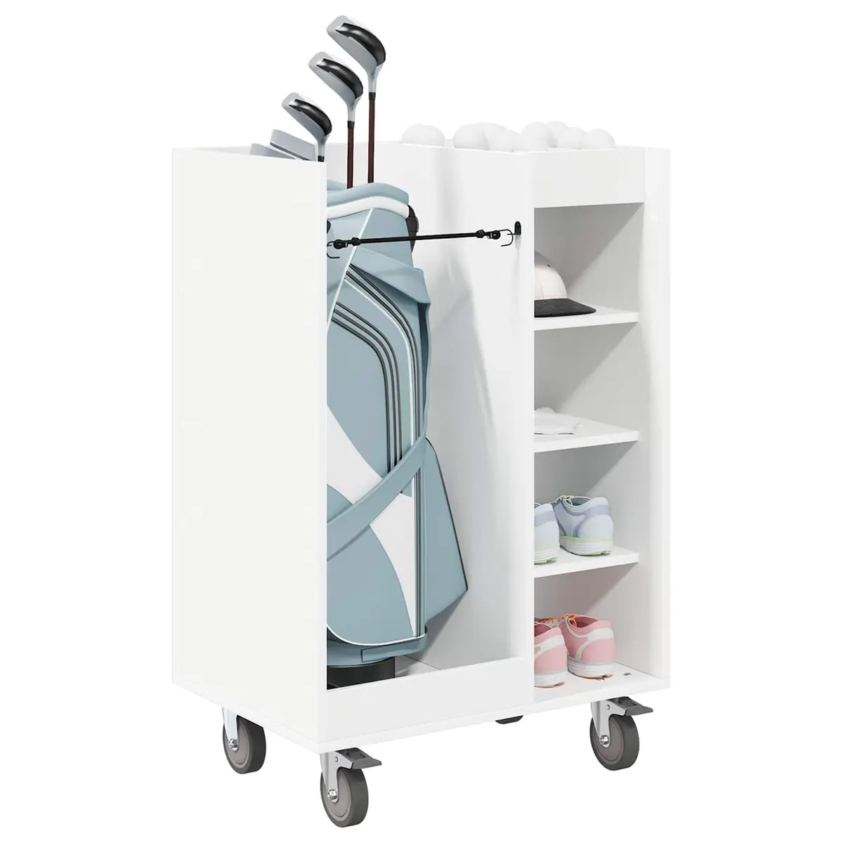 Golf Cabinet Storage Organizer Indoor Garage Shelving Unit White 65 x 45 x 98 cm