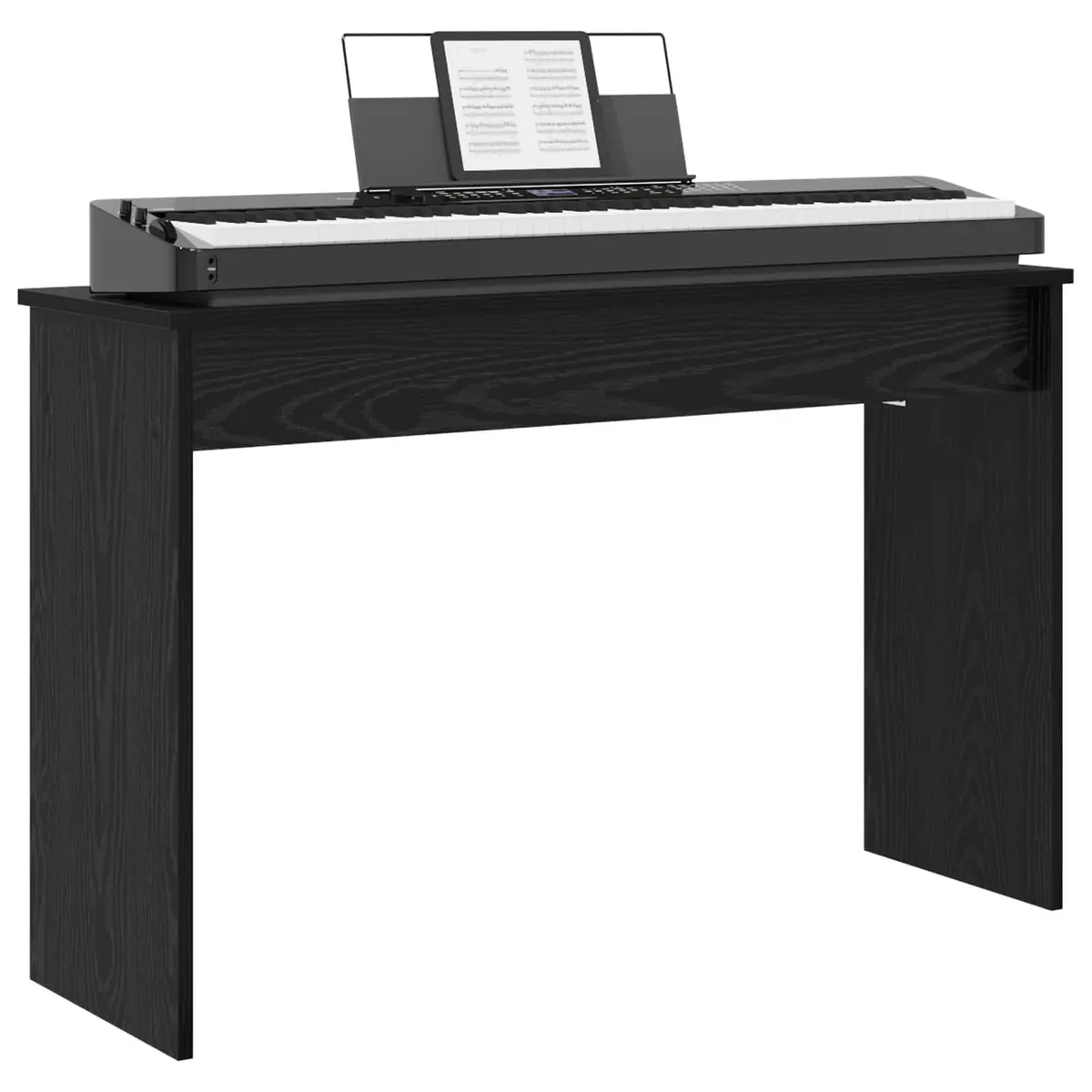 Keyboard Stand Black Oak Engineered Wood Musical Instrument Support 100x32x64cm