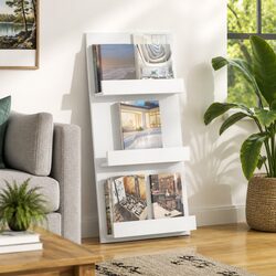 Magazine Rack Dimensions: 51 x 11 x 102 cm, White Wood
