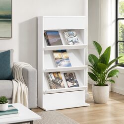 Engineered Wood Magazine Rack with Shelf - 70 x 41 x 126 cm