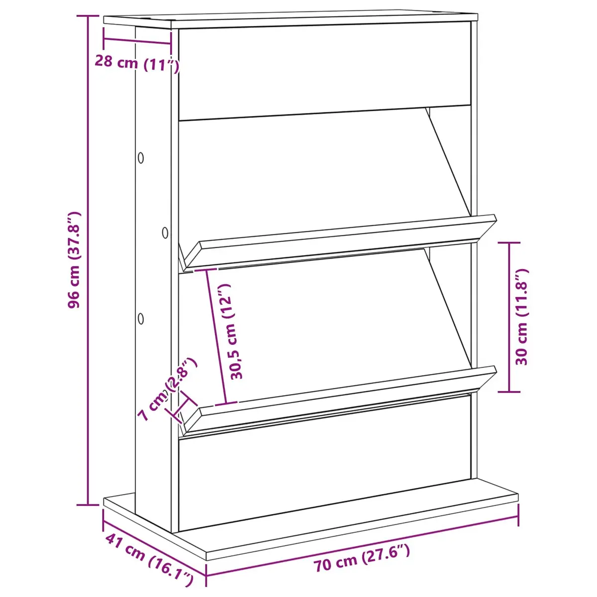 Magazine Rack Living Room Black Oak Engineered Wood Organiser