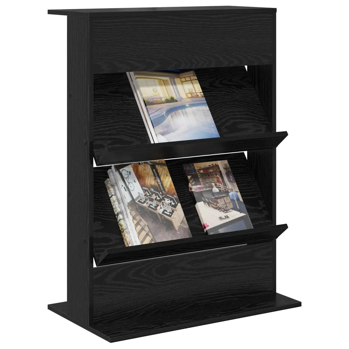 Magazine Rack Living Room Black Oak Engineered Wood Organiser