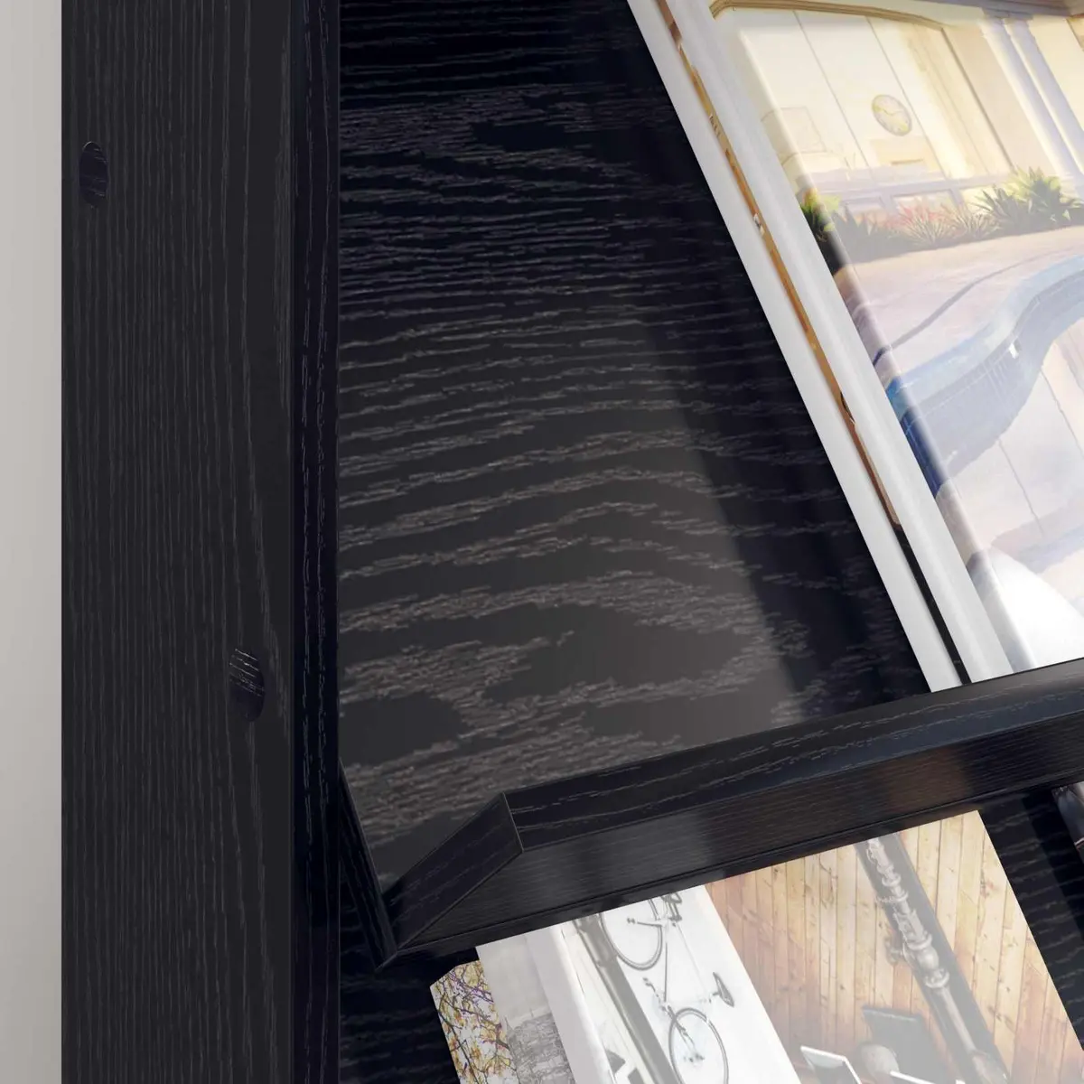 Magazine Rack Living Room Black Oak Engineered Wood Organiser
