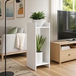 White Plant Stand 2 pcs, 30 x 30 x 80 cm, Engineered Wood