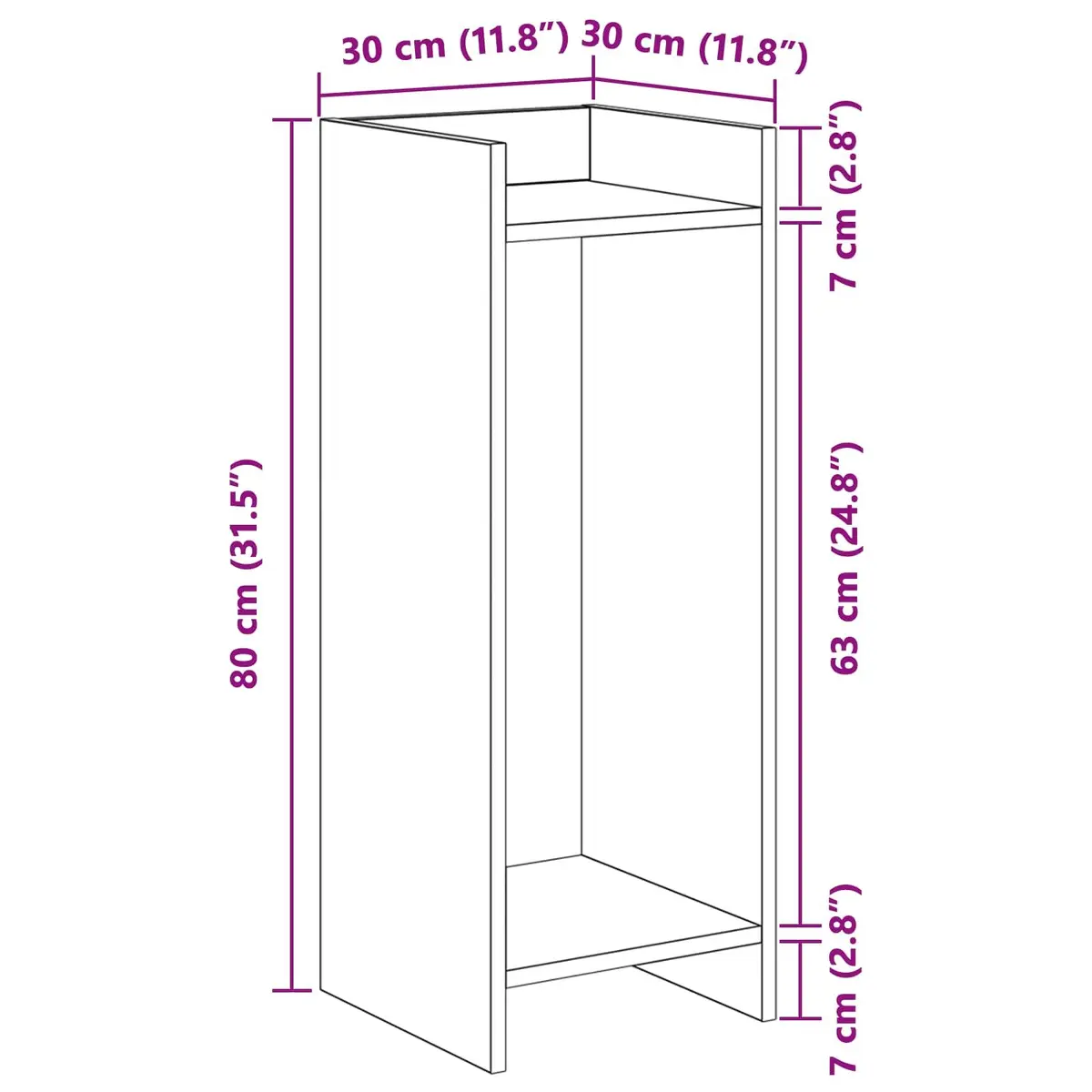 Plant Stand Indoor 30 x 30 x 80 cm Modern Vertical Space-Saving 2 Piece