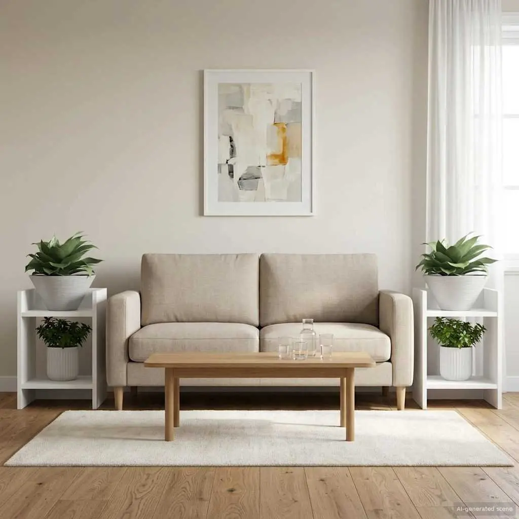Plant Stand Indoor 30x30x40cm 2 Pieces White Modern Decor Display Shelf