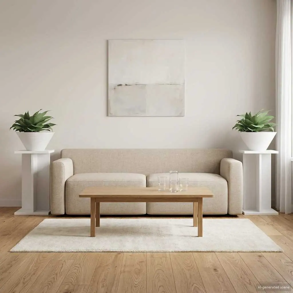 Plant Stand 2 pcs White Modern Multi-Tier Indoor Display Engineered Wood 40.5cm