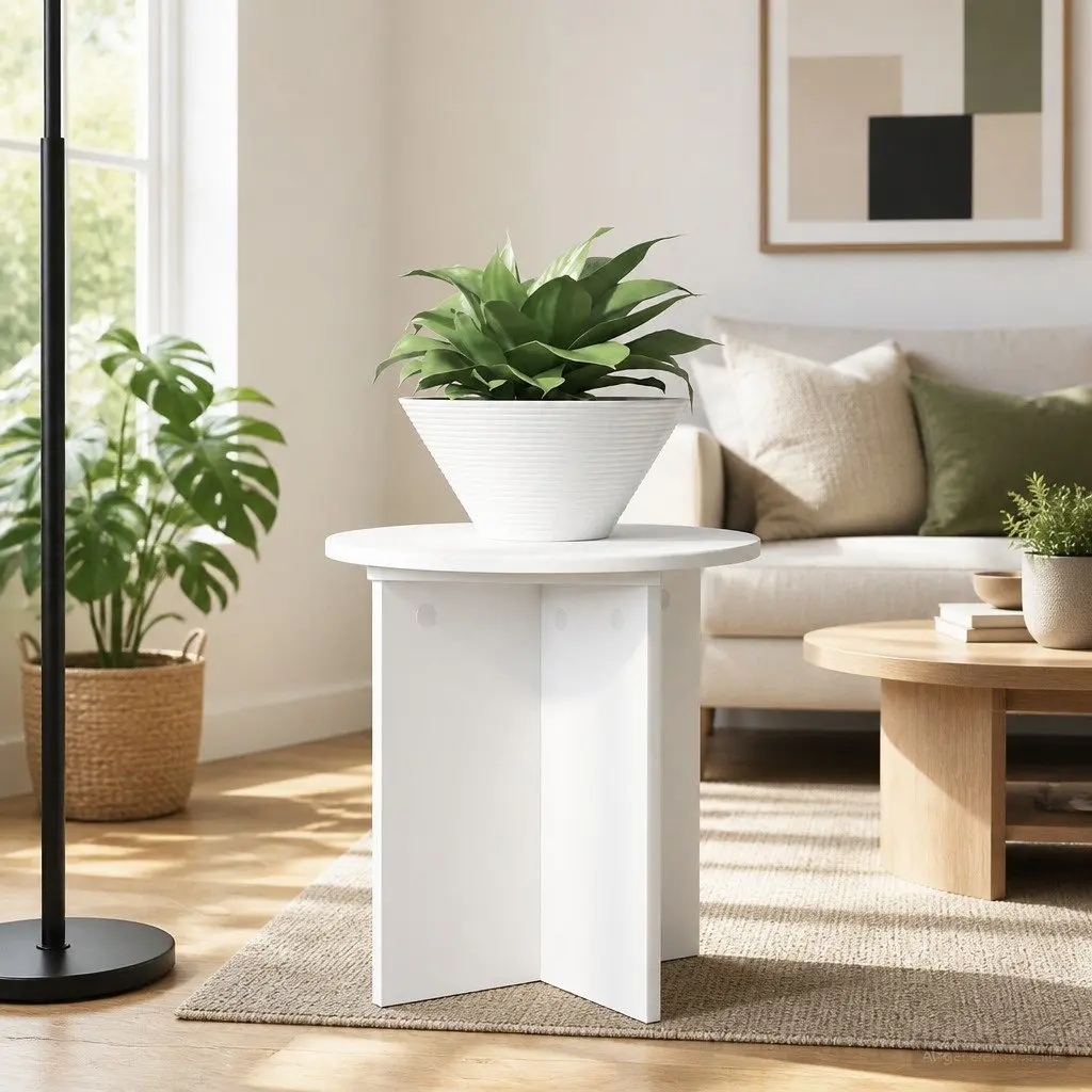 Plant Stand 2 Pieces White Ø40 x 40cm Engineered Wood