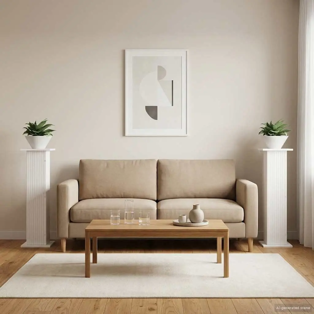 Plant Stand Indoor Use 2 Pieces White Engineered Wood Display Riser